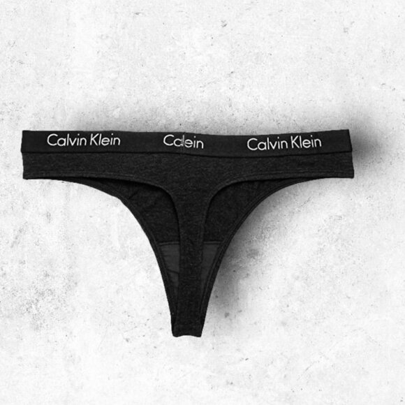NEW Calvin Klein Black Spell Out Panties Size Medium Logo Thong Underwear NWOT M - Picture 1 of 8